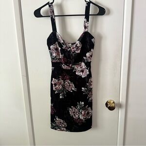 Floral Black Velvet Dress size small